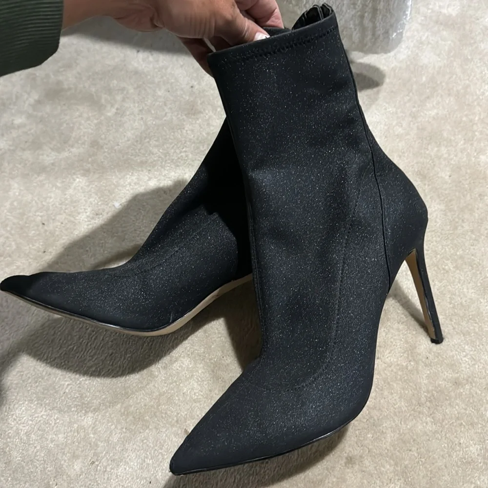 Jewel Badgley Mischka Marabel ankle booties glitter black womens 10 - Picture 6 of 11